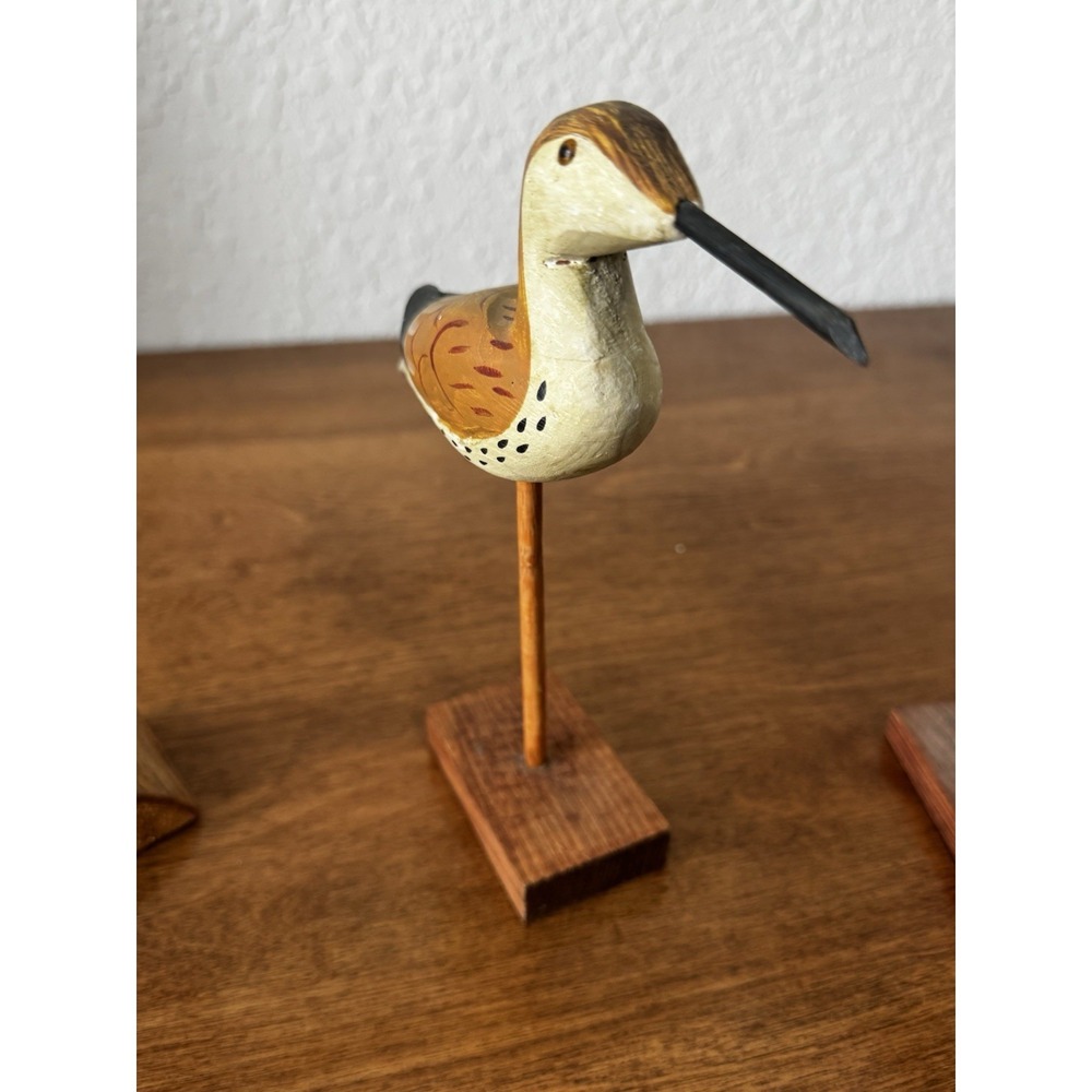 Vintage Wooden Shore Birds With Glass Eyes Lot Of 3 - Picture 13 of 16